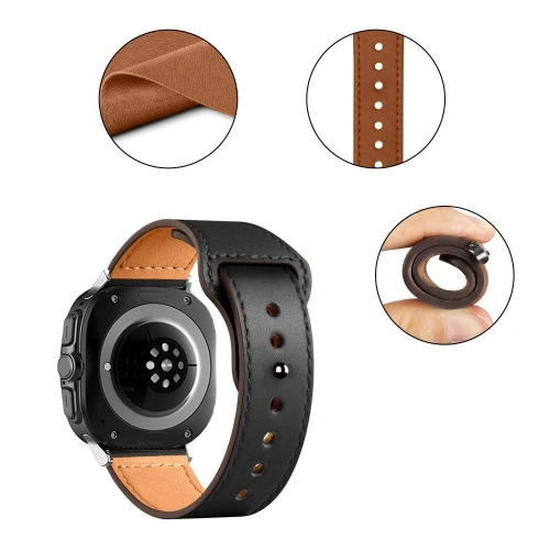 Kup Pasek Tech-Protect Leatherfit Samsung Galaxy Watch Ultra 47mm Negru - THP2992 - {ean13} - Sklep Home Screen
