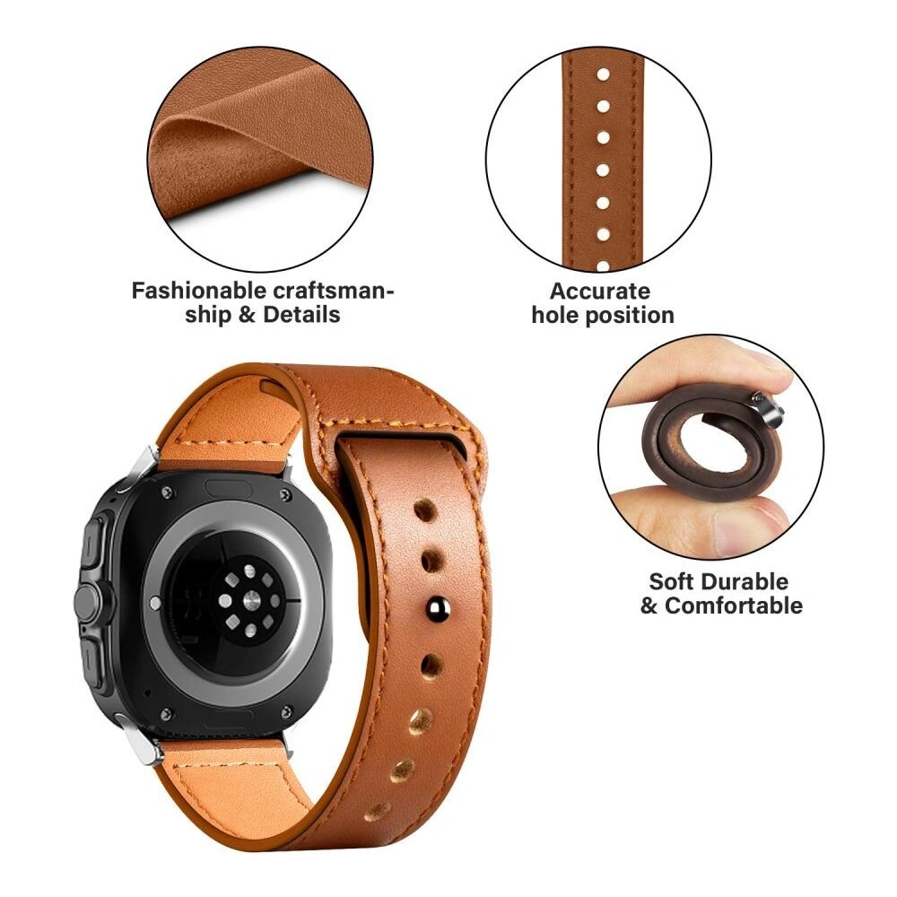 Pasek Tech-Protect Leatherfit Samsung Galaxy Watch Ultra 47mm Brown - Galaxy Watch Ultra - Tech-Protect