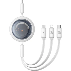 Kup Kabel Baseus Free2Draw 3w1 USB-C / USB-C, Lightning, MicroUSB 100W 1.1m bílý - BSU4919 - {ean13} - Sklep Home Screen