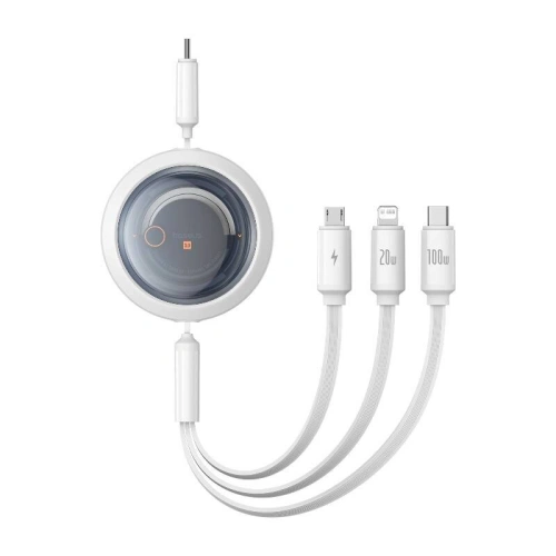 Kup Kabel Baseus Free2Draw 3in1 USB-C / USB-C, Lightning, MicroUSB 100W 1.1m weiß - BSU4919 - {ean13} - Sklep Home Screen