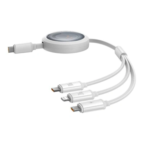 Kup Cablul Baseus Free2Draw 3w1 USB-C / USB-C, Lightning, MicroUSB 100W 1.1m alb - BSU4919 - {ean13} - Sklep Home Screen