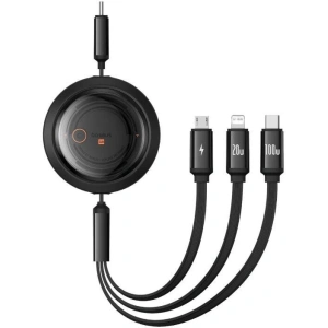 Kup Kabel Baseus Free2Draw 3w1 USB-C / USB-C, Lightning, MicroUSB 100W 1.1m černý - BSU4920 - {ean13} - Sklep Home Screen
