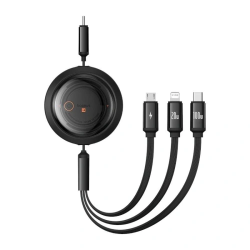 Kup Kábel Baseus Free2Draw 3w1 USB-C / USB-C, Lightning, MicroUSB 100W 1.1m fekete - BSU4920 - {ean13} - Sklep Home Screen