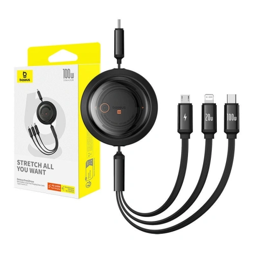Kup Kábel Baseus Free2Draw 3w1 USB-C / USB-C, Lightning, MicroUSB 100W 1.1m fekete - BSU4920 - {ean13} - Sklep Home Screen