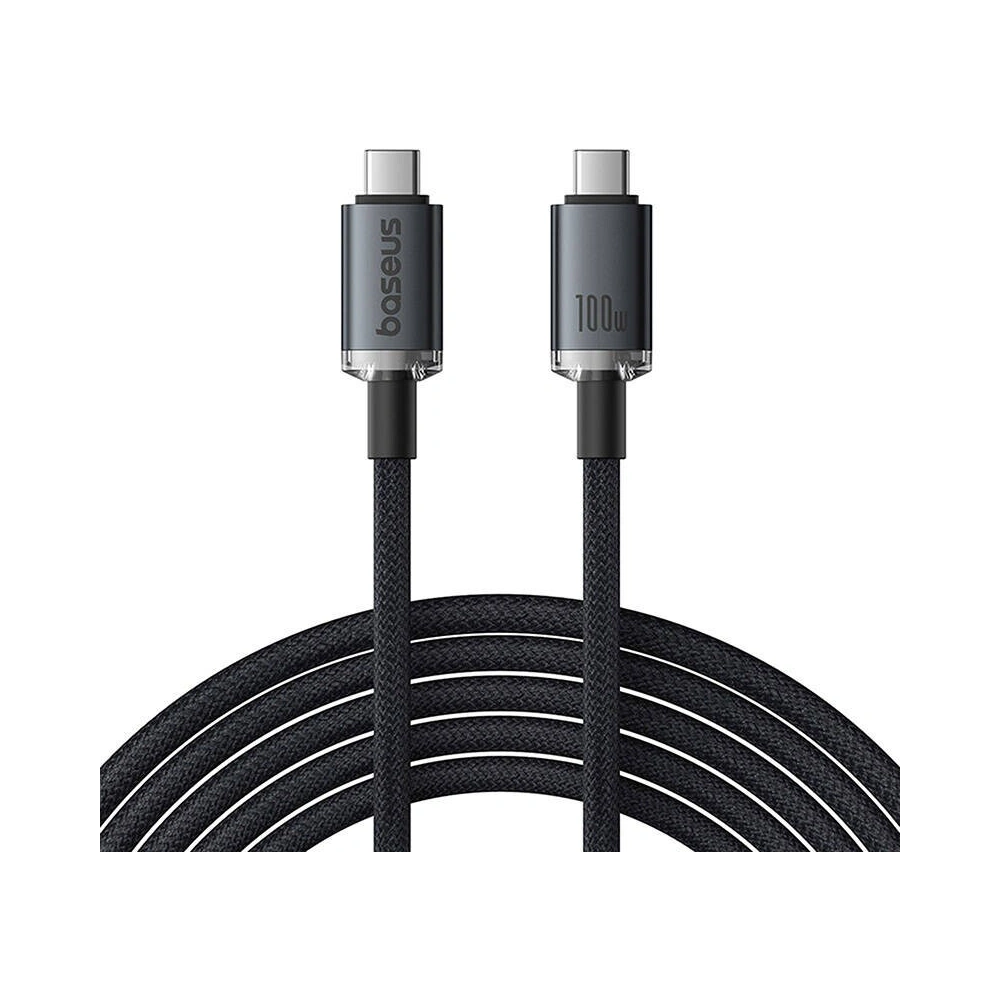 Kabel Baseus Crystal Shine USB-C / USB-C 100W 1.5m 20Gbps czarny - USB-C - USB-C - Baseus