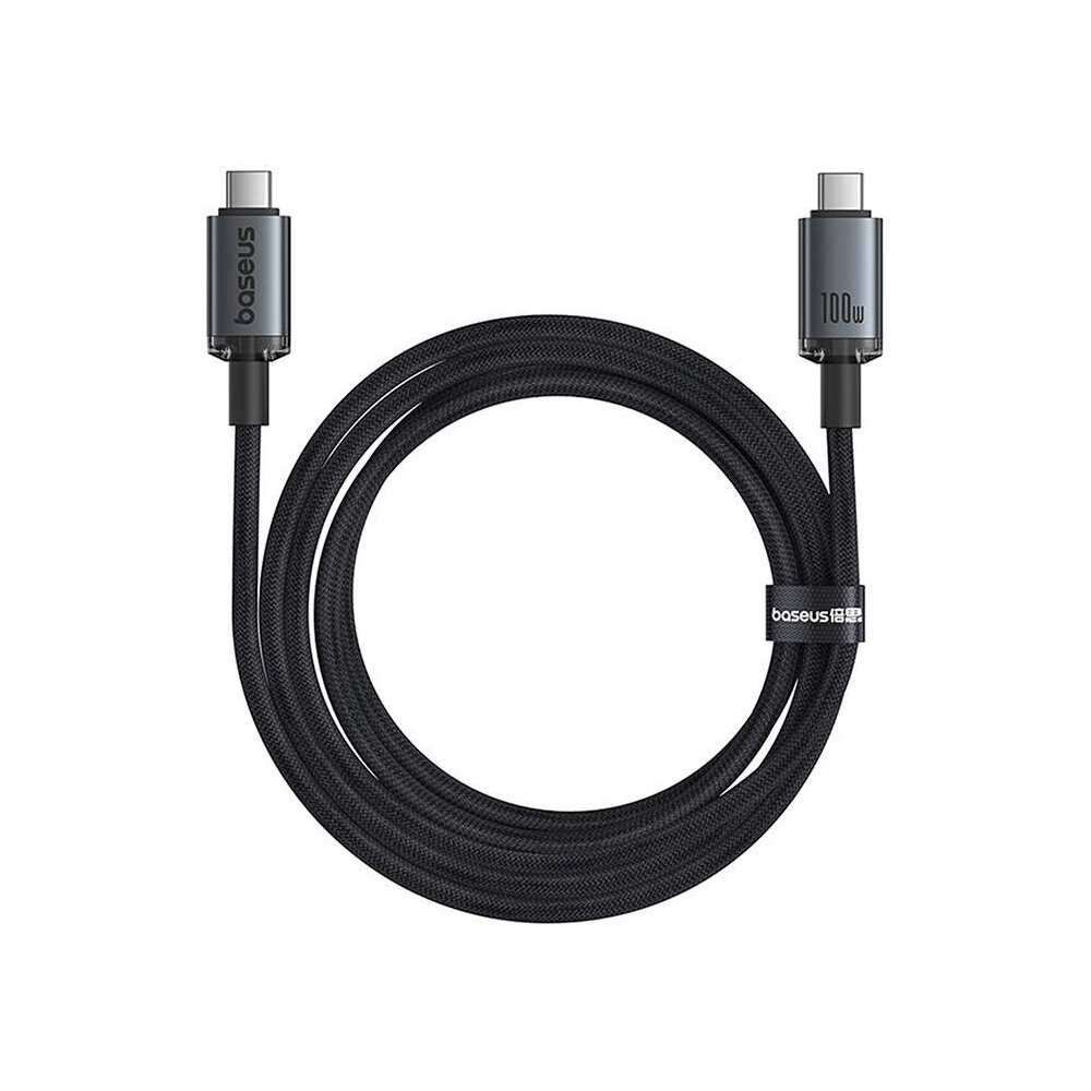 Kabel Baseus Crystal Shine USB-C / USB-C 100W 1.5m 20Gbps czarny - USB-C - USB-C - Baseus