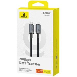 Buy Baseus Crystal Shine USB-C / USB-C cable 100W 1.5m 20Gbps black - BSU4925 - {ean13} - Home Screen Store Europe