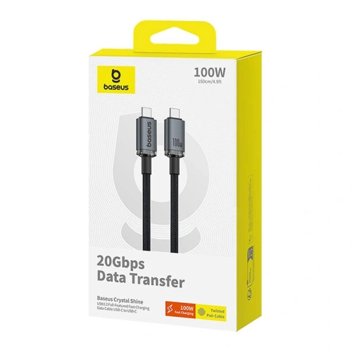 Kup Kábel Baseus Crystal Shine USB-C / USB-C 100W 1.5m 20Gbps fekete - BSU4925 - {ean13} - Sklep Home Screen
