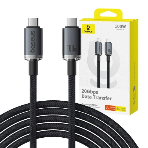 Kup Kabel Baseus Crystal Shine USB-C / USB-C 100W 1.5m 20Gbps černý - BSU4925 - {ean13} - Sklep Home Screen