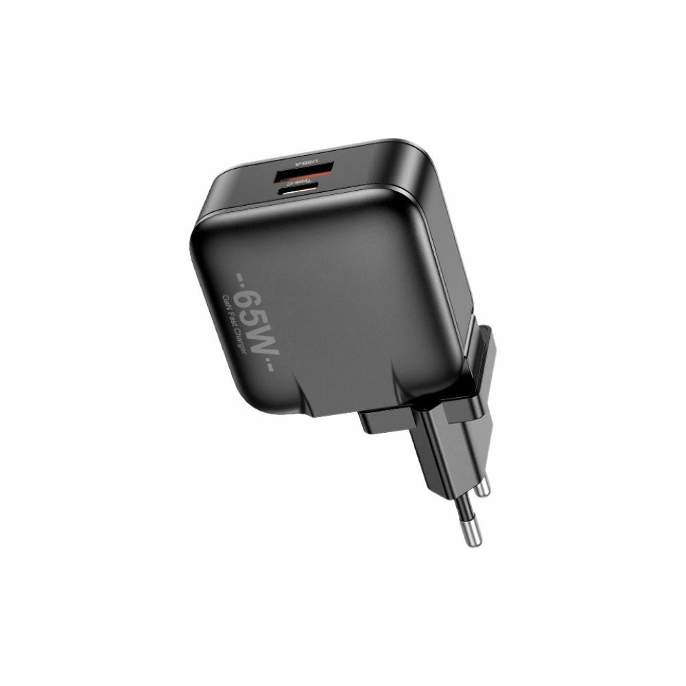 Ładowarka sieciowa AWEI PD55-EU GaN 65W USB-A, USB-C czarna/black - Sieciowe - Awei