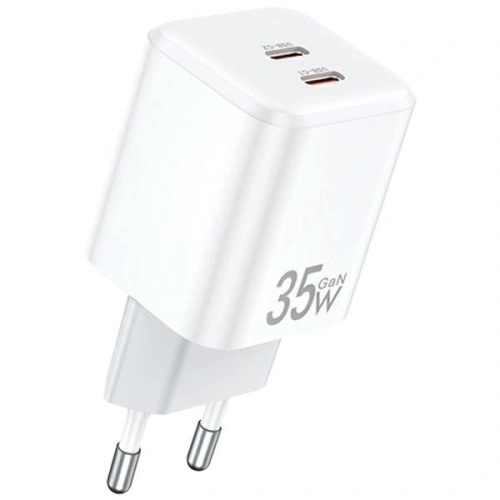 Kup Ładowarka sieciowa AWEI PD65-EU GaN 35W 2xUSB-C biała/white - AWEI215 - {ean13} - Sklep Home Screen