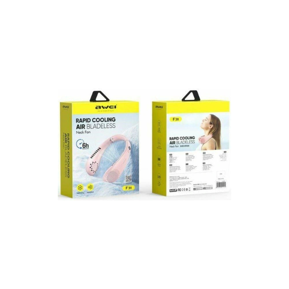Wiatrak na szyję AWEI F31 1200mAh biały/white - Wentylatory, ogrzewacze, klimatyzatory - Awei