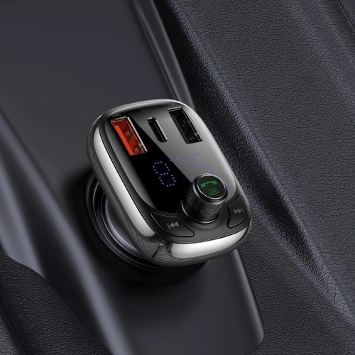 Buy FM Transmitter Baseus T type Bluetooth 5.0, 2xUSB, USB-C, PD, QC 3.0, microSD - BSU801 - {ean13} - Home Screen Store Europe