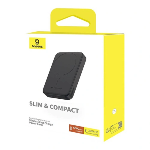 Kup Magnetikus powerbank Baseus Magnetic Mini 6000 mAh 20W fekete - BSU4926 - {ean13} - Sklep Home Screen