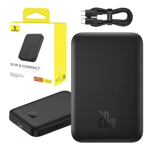 Kup Magnetikus powerbank Baseus Magnetic Mini 6000 mAh 20W fekete - BSU4926 - {ean13} - Sklep Home Screen