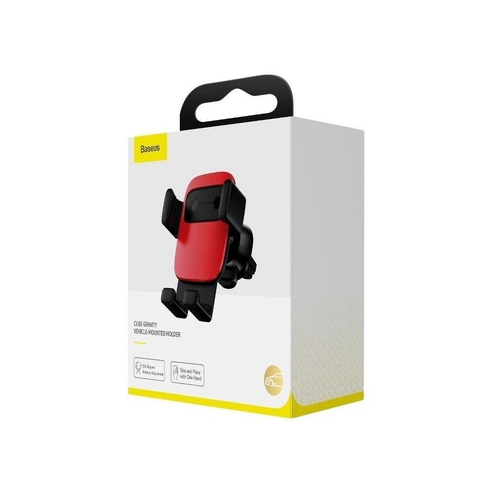 Uchwyt grawitacyjny Baseus Cube na kratkę, aluminiowy (czerwony)