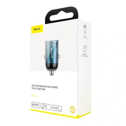 Kup Mini ładowarka samochodowa Baseus Tiny Star USB-C, QC 4.0+, PD, 30W (niebieska) - BSU821BLU - {ean13} - Sklep Home Screen