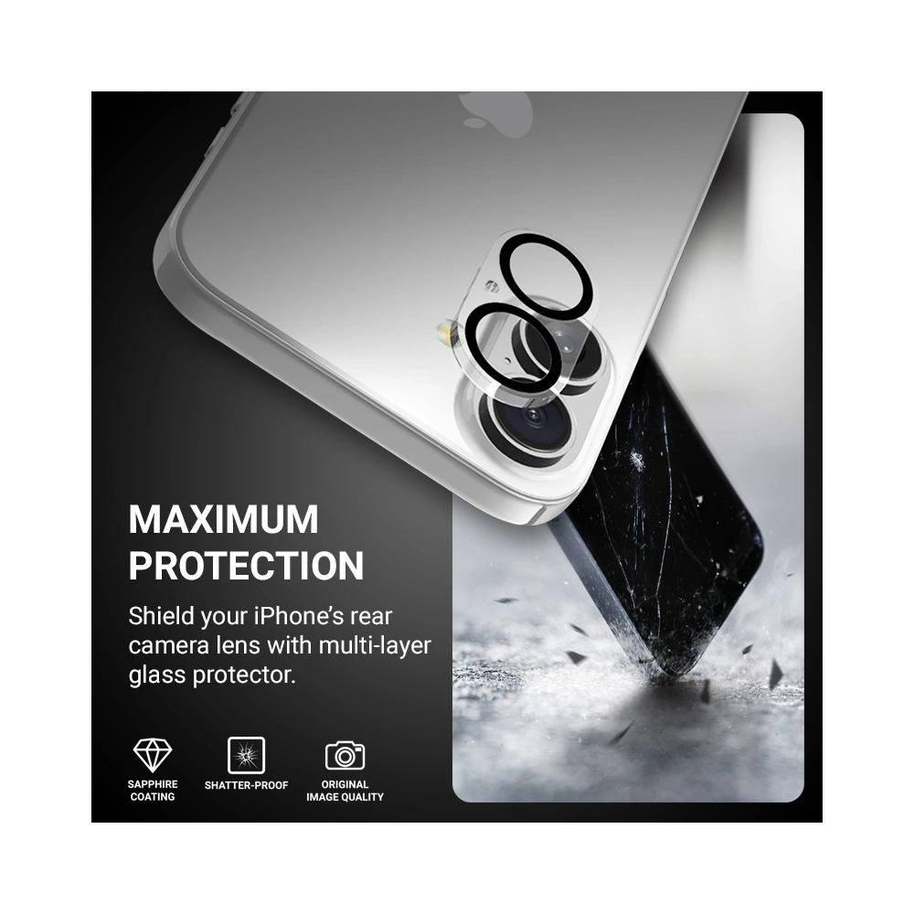 Szkło na obiektyw aparatu Crong Lens Shield Apple iPhone 16 / 16 Plus - iPhone 16 - Crong