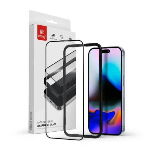 Buy Crong Anti-Bacterial 3D Armour Glass Full Glue Tempered Glass Apple iPhone 16 Pro - CRG784 - {ean13} - Home Screen Store Europe