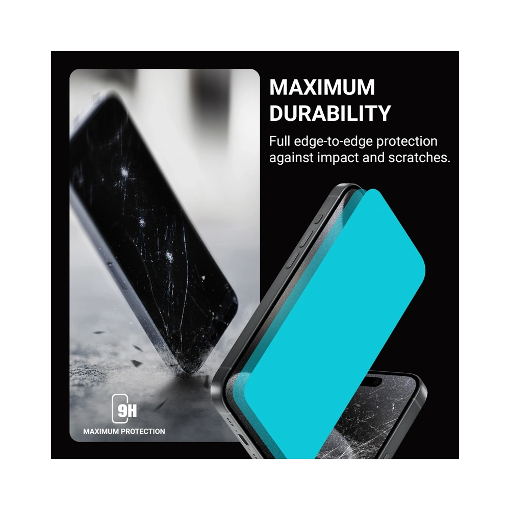 Szkło hartowane Crong Anti-Bacterial 3D Armour Glass Full Glue Apple iPhone 16 Pro Max - iPhone 16 Pro Max - Crong