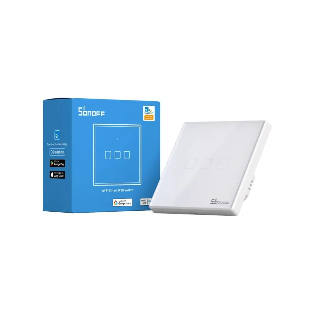 Dotykowy włącznik światła WiFi + RF 433 Sonoff T2 EU TX (3-kanałowy) nowa wersja - Włączniki - Sonoff