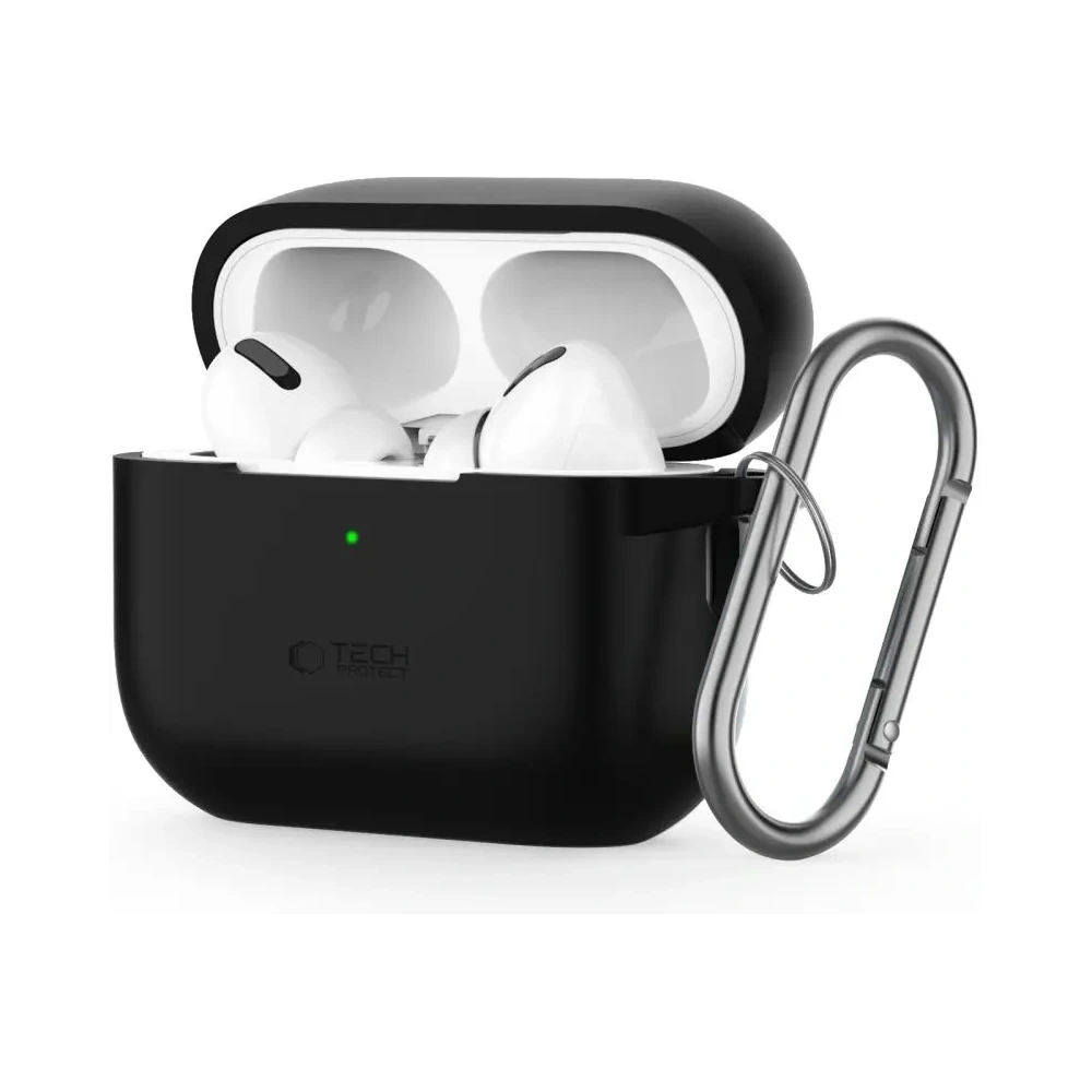 Etui Tech-Protect Silicone Hook Apple Airpods Pro 1 / 2 Black - AirPods Pro (2. generacji) - Tech-Protect