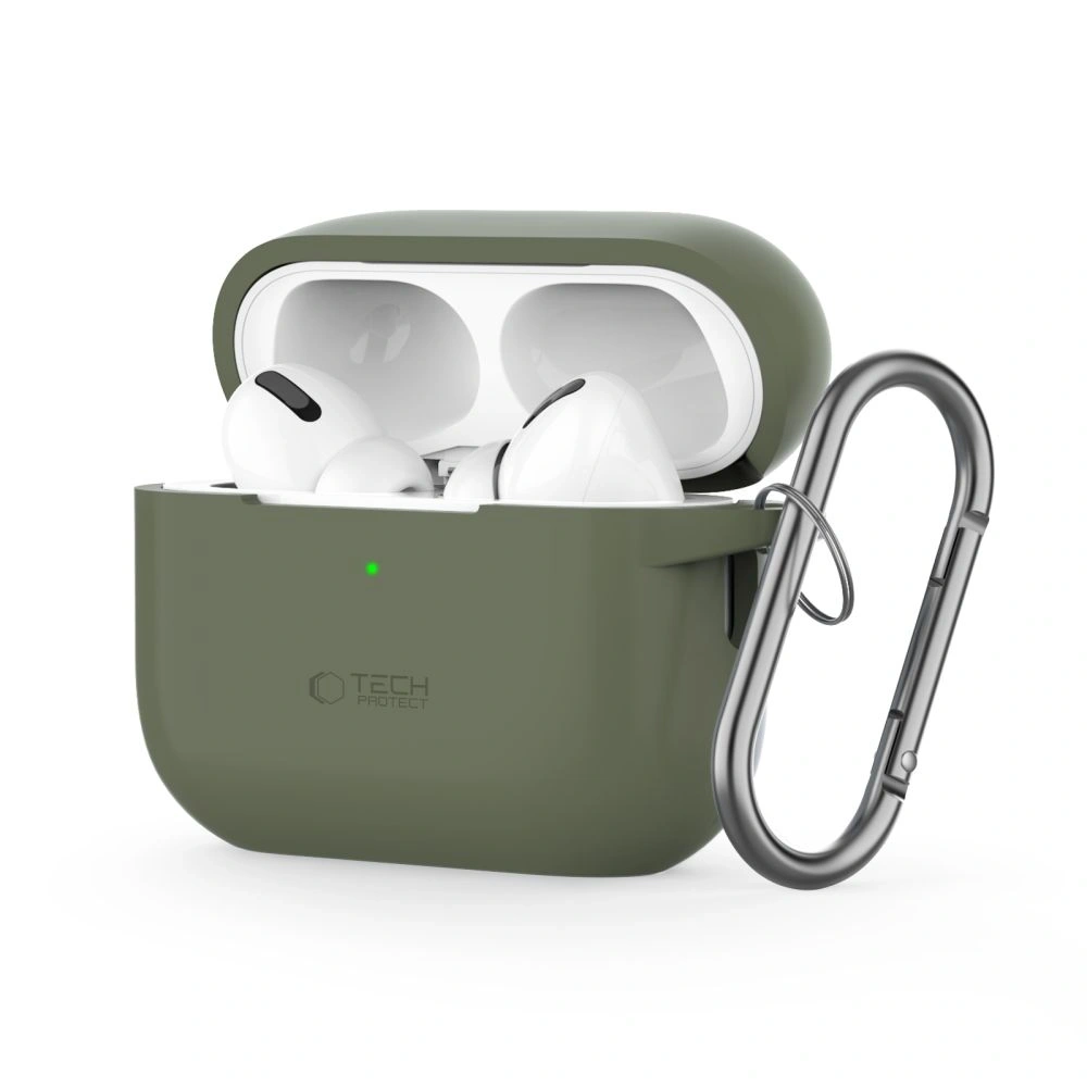 Etui Tech-Protect Silicone Hook Apple Airpods Pro 1 / 2 Olive Green - AirPods Pro (2. generacji) - Tech-Protect