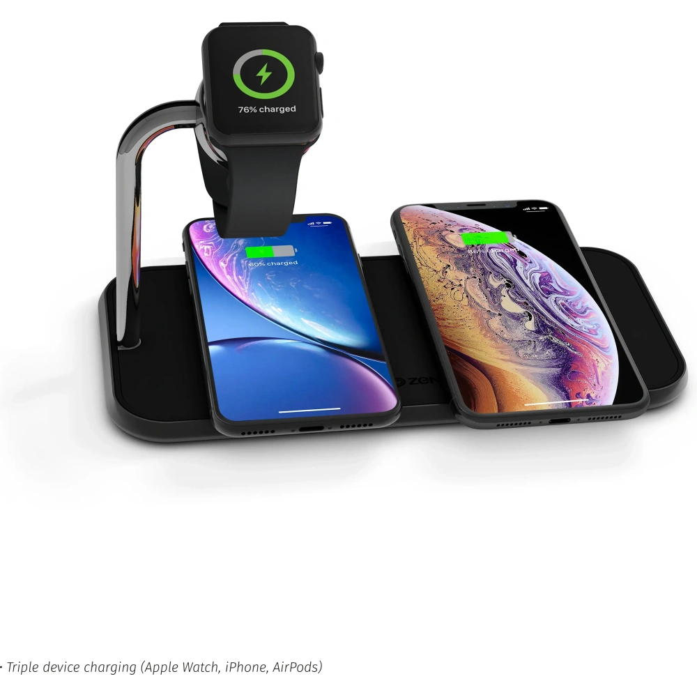 Ładowarka bezprzewodowa ZENS Dual+Watch 20W czarna - Indukcyjne (bezprzewodowe) - Zens