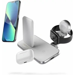 Kup Stanice pro nabíjení ZENS Aluminium 4w1 Stojan Bezdrátová Nabíječka 45W bílá - ZENS22 - {ean13} - Sklep Home Screen