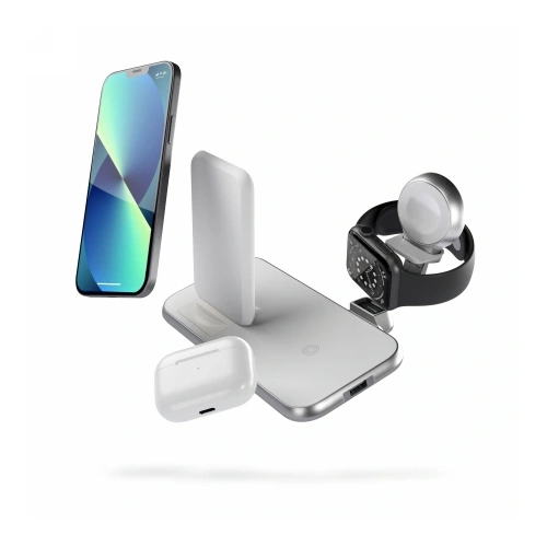 Kup Stacja ładująca ZENS Aluminium 4w1 Stand Wireless Charger 45W biała - ZENS22 - {ean13} - Sklep Home Screen