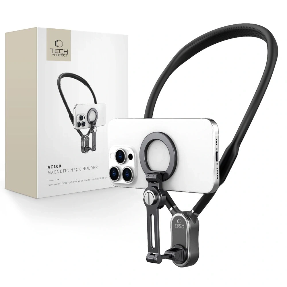 Uchwyt na szyję Tech-protect AC100 Magnetic MagSafe Neck Holder Black - Pozostałe podstawki - Tech-Protect