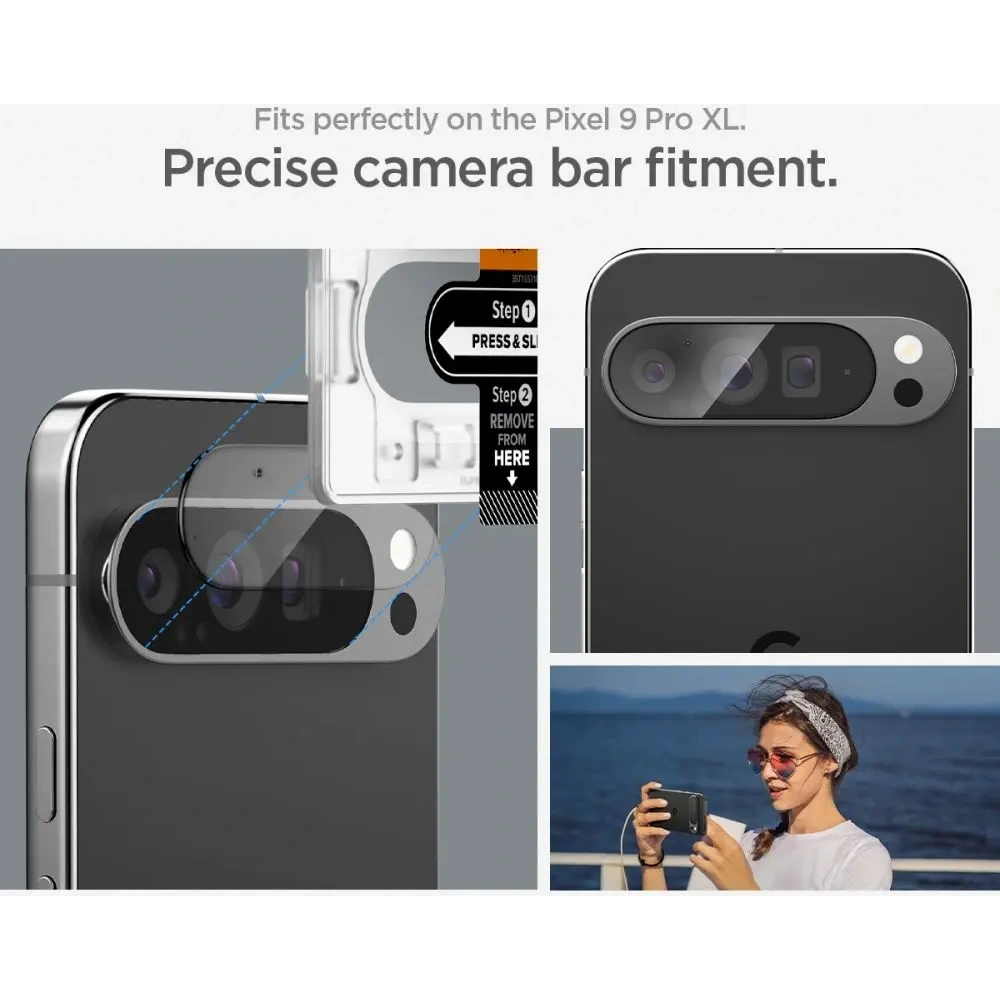 Szkło hartowane na aparat Spigen Optik.tr ez Fit Camera Protector Google Pixel 9 Pro XL Crystal Clear [2 PACK] - Pixel 9 Pro XL - Spigen