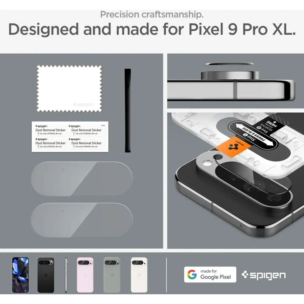 Szkło hartowane na aparat Spigen Optik.tr ez Fit Camera Protector Google Pixel 9 Pro XL Crystal Clear [2 PACK] - Pixel 9 Pro XL - Spigen