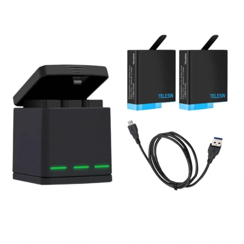 Buy Three-channel charger Telesin Box for GoPro Hero 8 + 2 batteries (GP-BNC-801) - TLS163 - {ean13} - Home Screen Store Europe