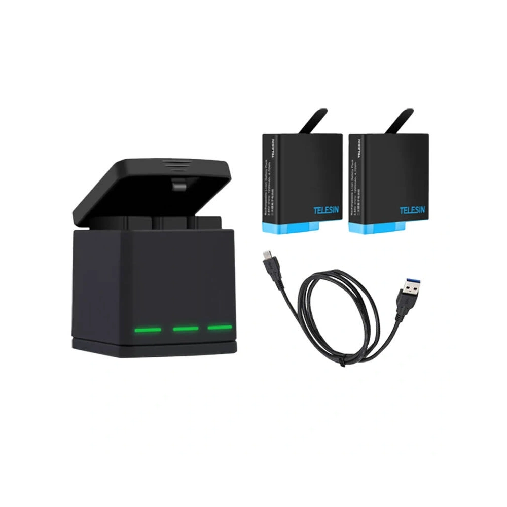 Ładowarka trójkanałowa Telesin Box dla GoPro Hero 8 + 2 akumulatory (GP-BNC-801) - Indukcyjne (bezprzewodowe) - Telesin