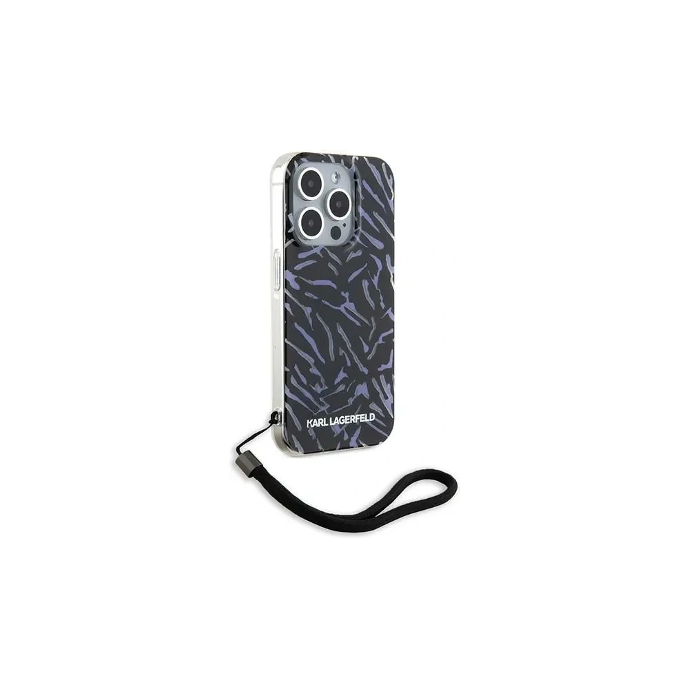 Etui Karl Lagerfeld KLHCP15XHZBPKCCU Apple iPhone 15 Pro Max Zebra With Cord fioletowy/purple - iPhone 15 Pro Max - Karl Lagerfeld