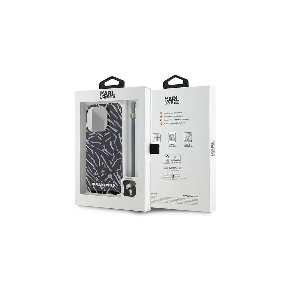 Etui Karl Lagerfeld KLHCP15XHZBPKCCU Apple iPhone 15 Pro Max Zebra With Cord fioletowy/purple - iPhone 15 Pro Max - Karl Lagerfeld