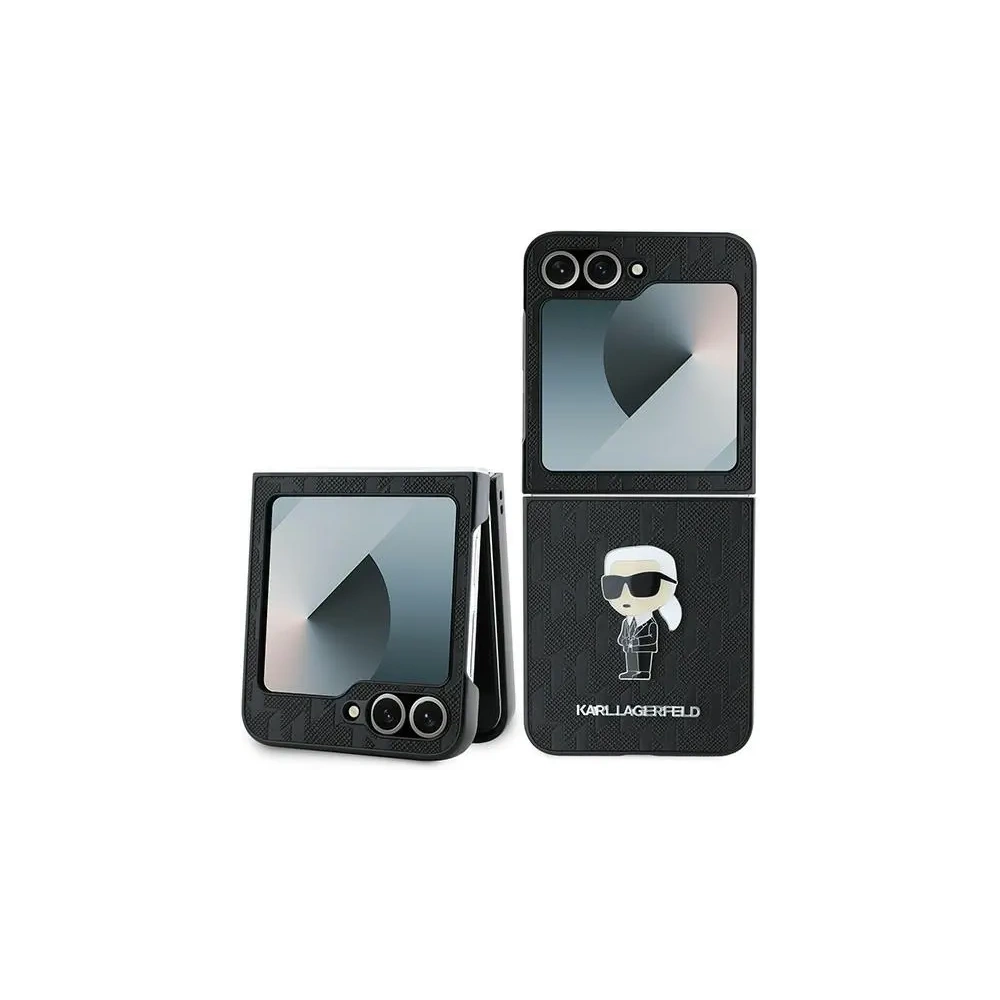 Etui Karl Lagerfeld KLHCZF6SAPKINPK Samsung Galaxy Z Flip6 Saffiano Monogram Ikonik Pin czarny/black - Galaxy Z Flip 6 - Karl Lagerfeld