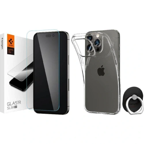 Kup Set Spigen Bundle Pack Hülle Crystal Flex + Glas Glas.tR Slim HD + Halterung Style Ring Apple iPhone 14 - SPN3507 - {ean13} - Sklep Home Screen