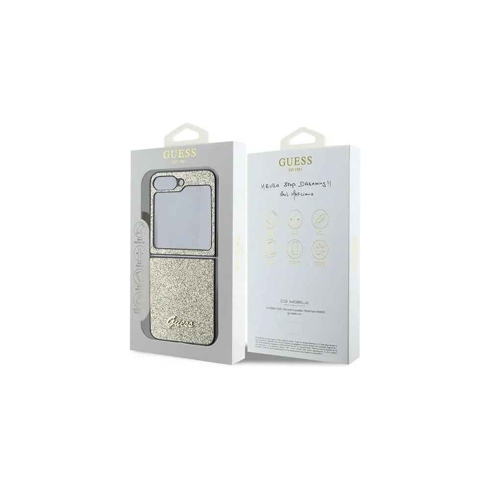 Etui Guess GUHCZF6HGGSHD Samsung Galaxy Z Flip6 4G Glitter Script złoty - Galaxy Z Flip 6 - Guess