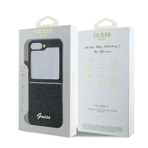 Buy Case Guess GUHCZF6HGGSHK Samsung Galaxy Z Flip6 4G Glitter Script black - GUE3440 - {ean13} - Home Screen Store Europe