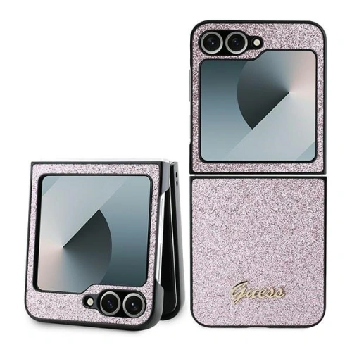 Kup Guess Samsung Husă GUHCZF6HGGSHP Galaxy Z Flip6 4G Glitter Script roz - GUE3441 - {ean13} - Sklep Home Screen