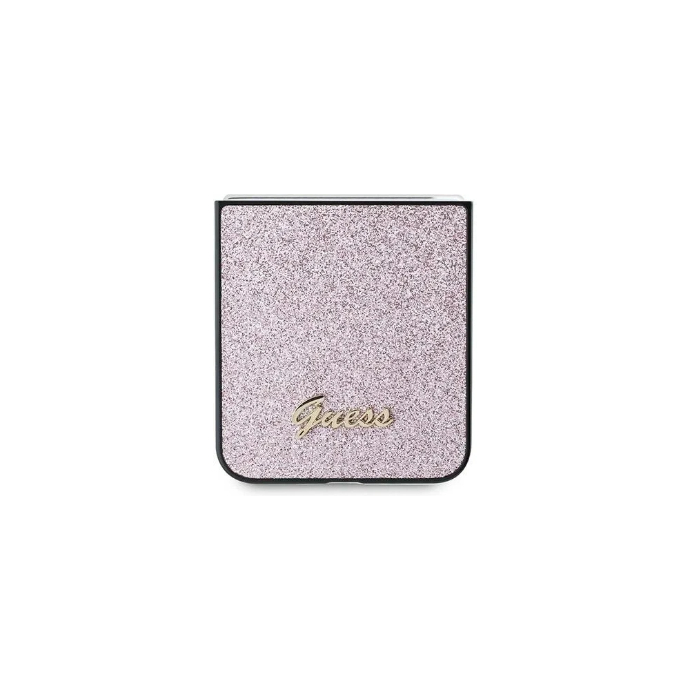 Etui Guess GUHCZF6HGGSHP Samsung Galaxy Z Flip6 4G Glitter Script różowy - Galaxy Z Flip 6 - Guess