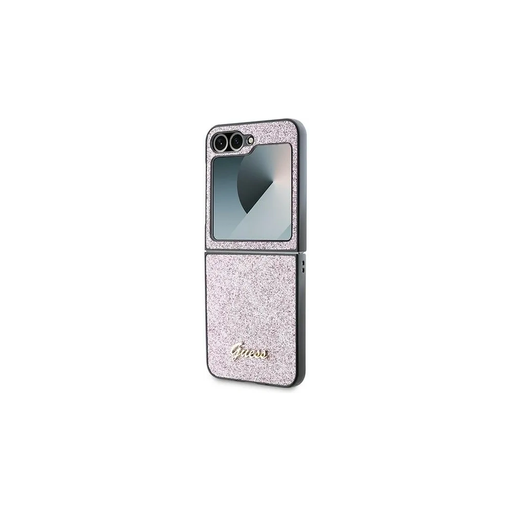 Etui Guess GUHCZF6HGGSHP Samsung Galaxy Z Flip6 4G Glitter Script różowy - Galaxy Z Flip 6 - Guess