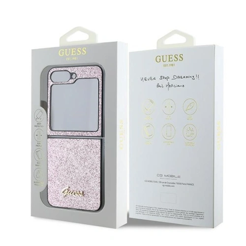 Kup Guess Samsung Husă GUHCZF6HGGSHP Galaxy Z Flip6 4G Glitter Script roz - GUE3441 - {ean13} - Sklep Home Screen