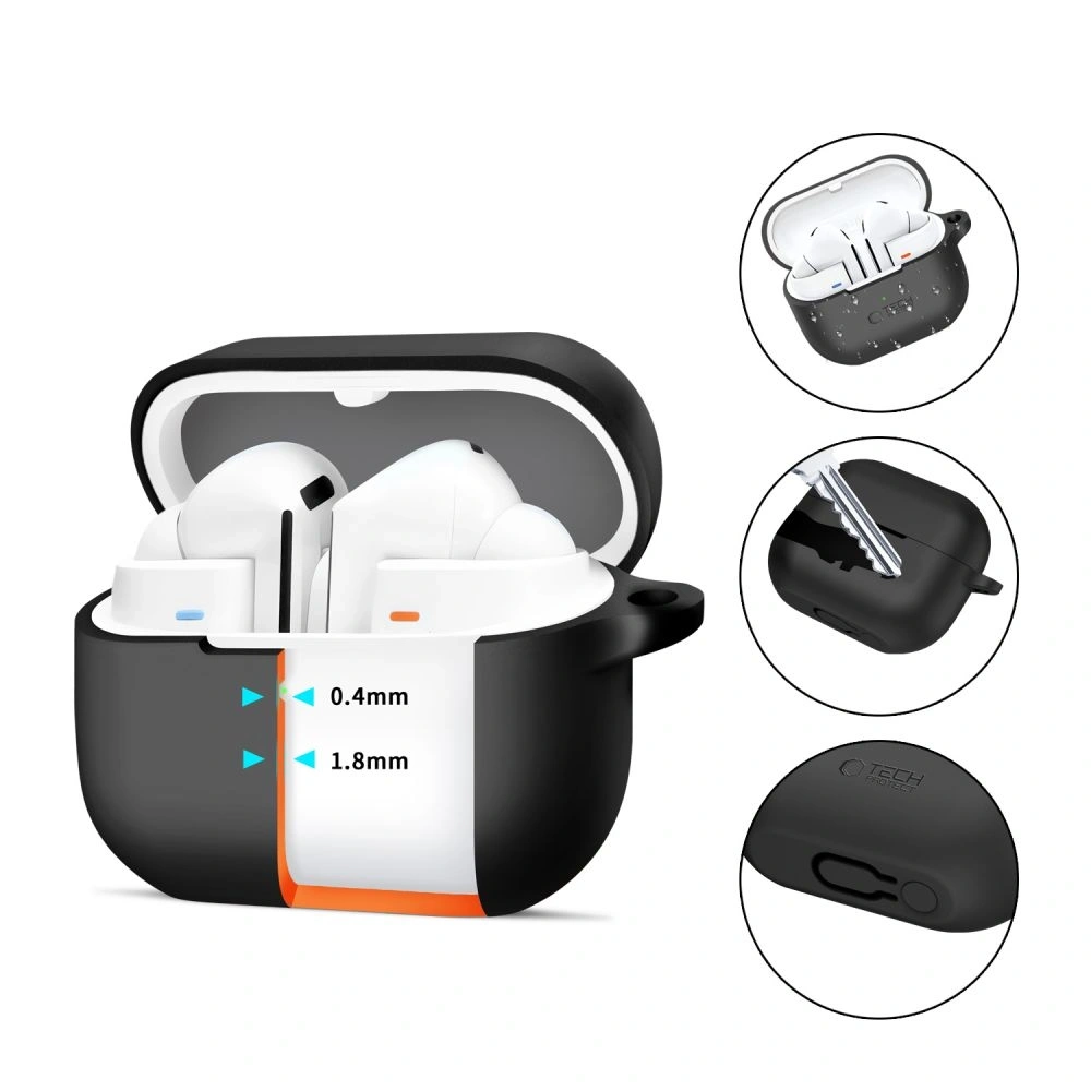 Etui Tech-Protect Silicone Hook Samsung Galaxy Buds 3 / 3 Pro Black - Galaxy Buds - Tech-Protect