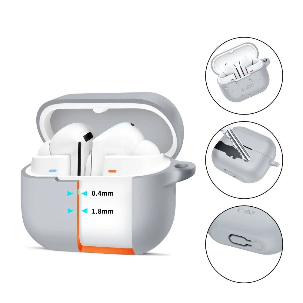 Etui Tech-Protect Silicone Hook Samsung Galaxy Buds 3 / 3 Pro Crayon Grey - Galaxy Buds - Tech-Protect