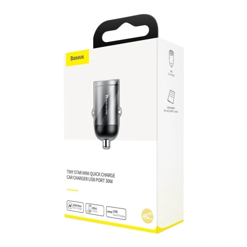 Kup Mini auto nabíječka Baseus Tiny Star, USB, QC 3.0, 30W (šedá) - BSU883GRY - {ean13} - Sklep Home Screen