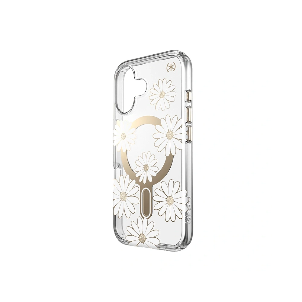 Etui Speck Presidio Lux ClickLock & MagSafe Apple iPhone 16 (Sunshine Daisies / Clear / Gold) - iPhone 16 - Speck
