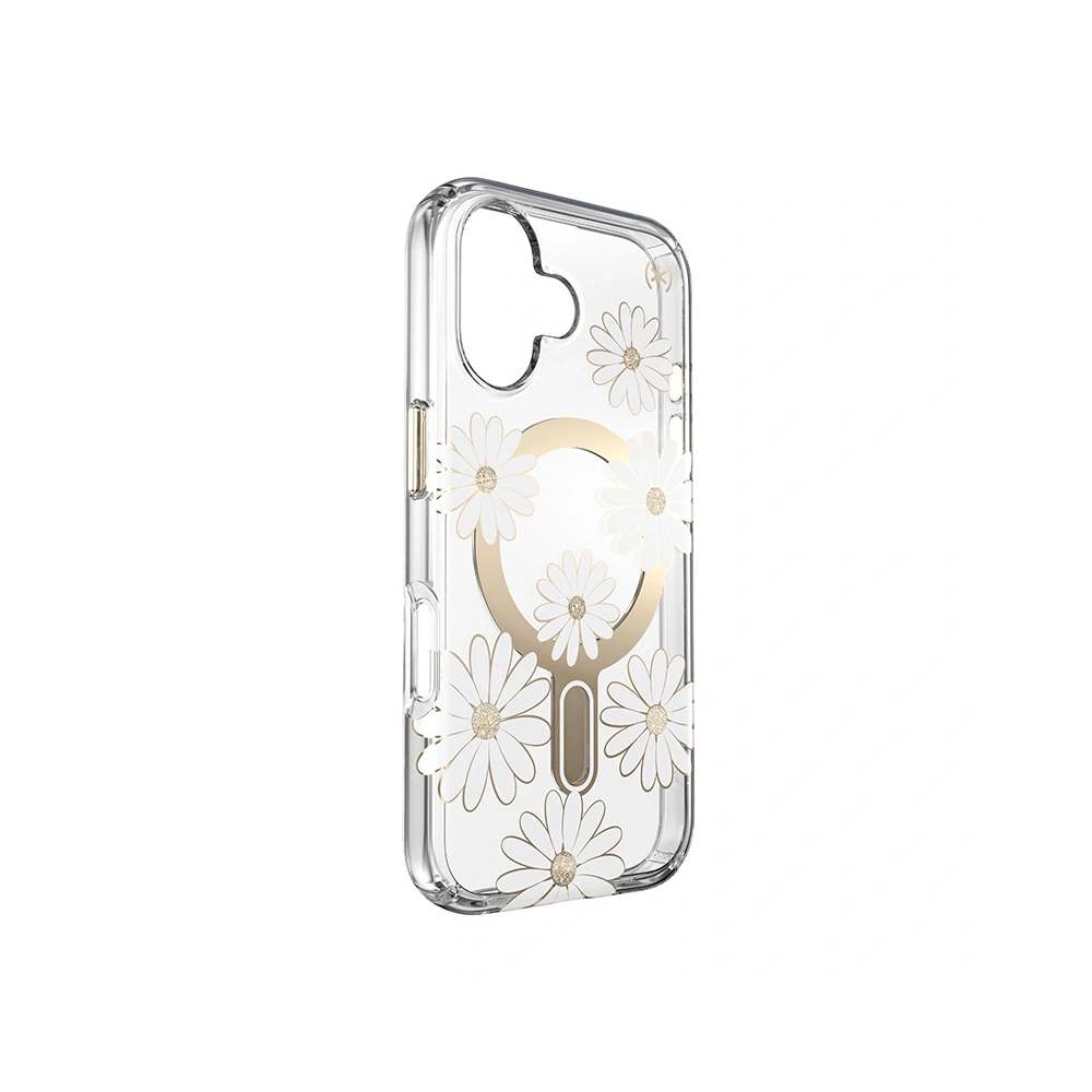 Etui Speck Presidio Lux ClickLock & MagSafe Apple iPhone 16 (Sunshine Daisies / Clear / Gold) - iPhone 16 - Speck